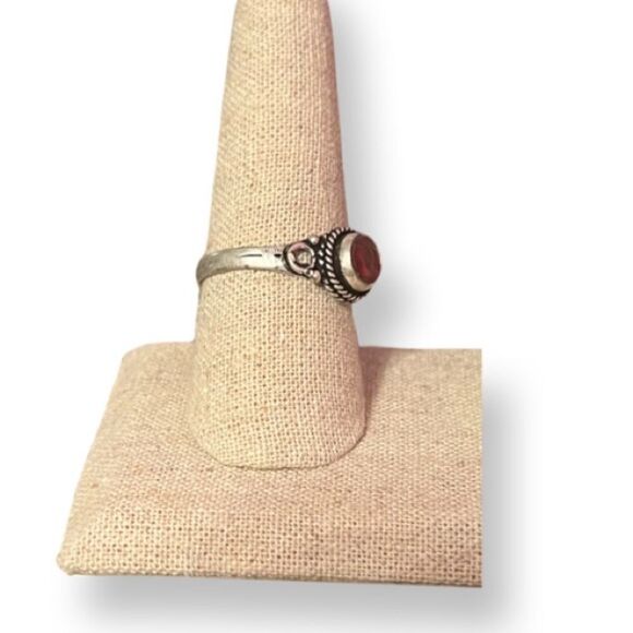 Garnet Silver Plated Ring Size 8.5 - Picture 2 of 5